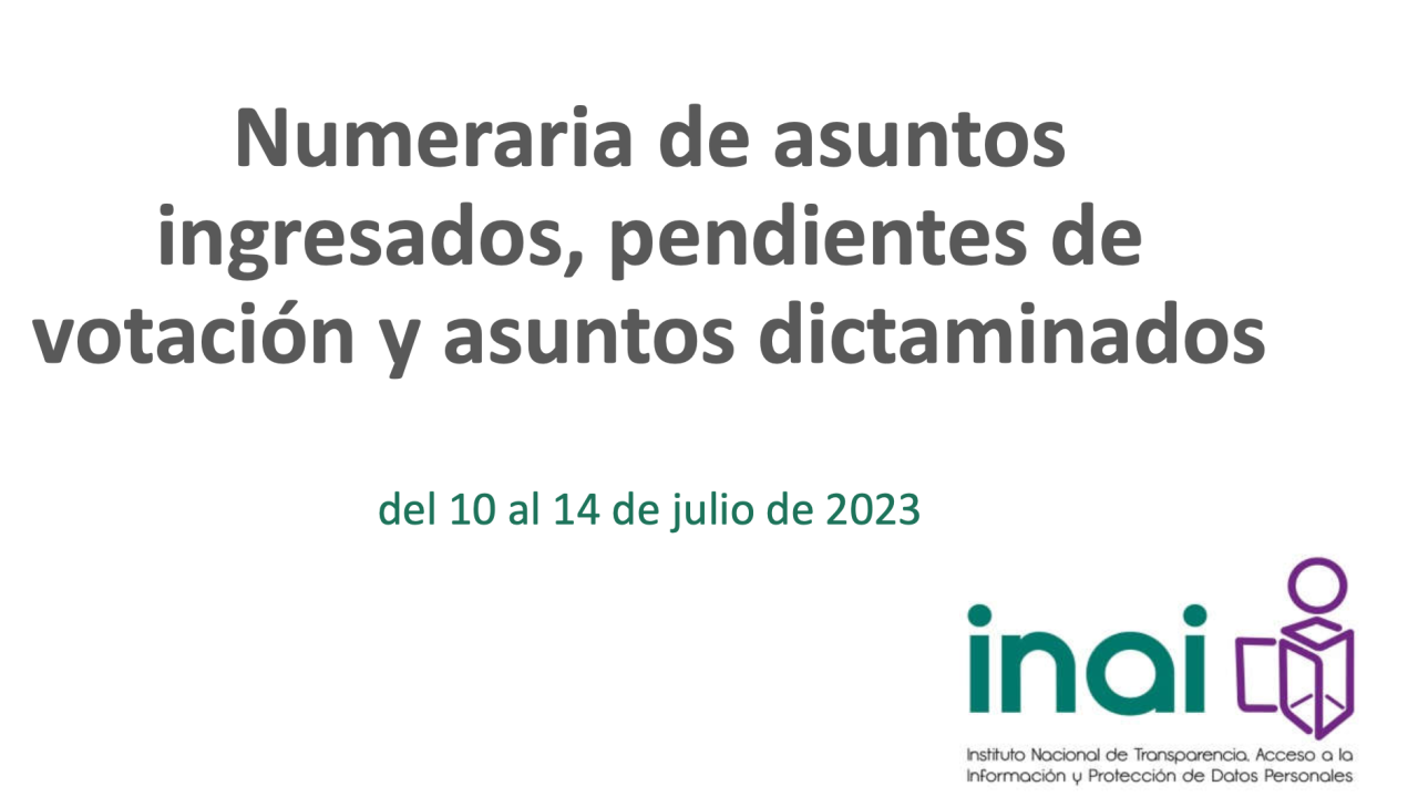 Numeralia de asuntos ingresados, pendientes de votación y asuntos dictaminados